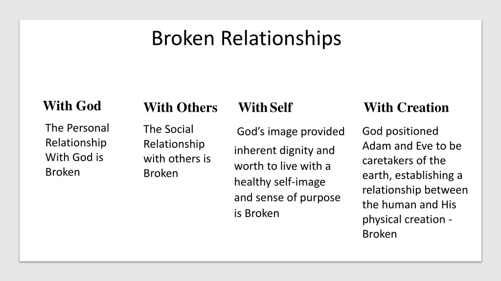 broken relationships