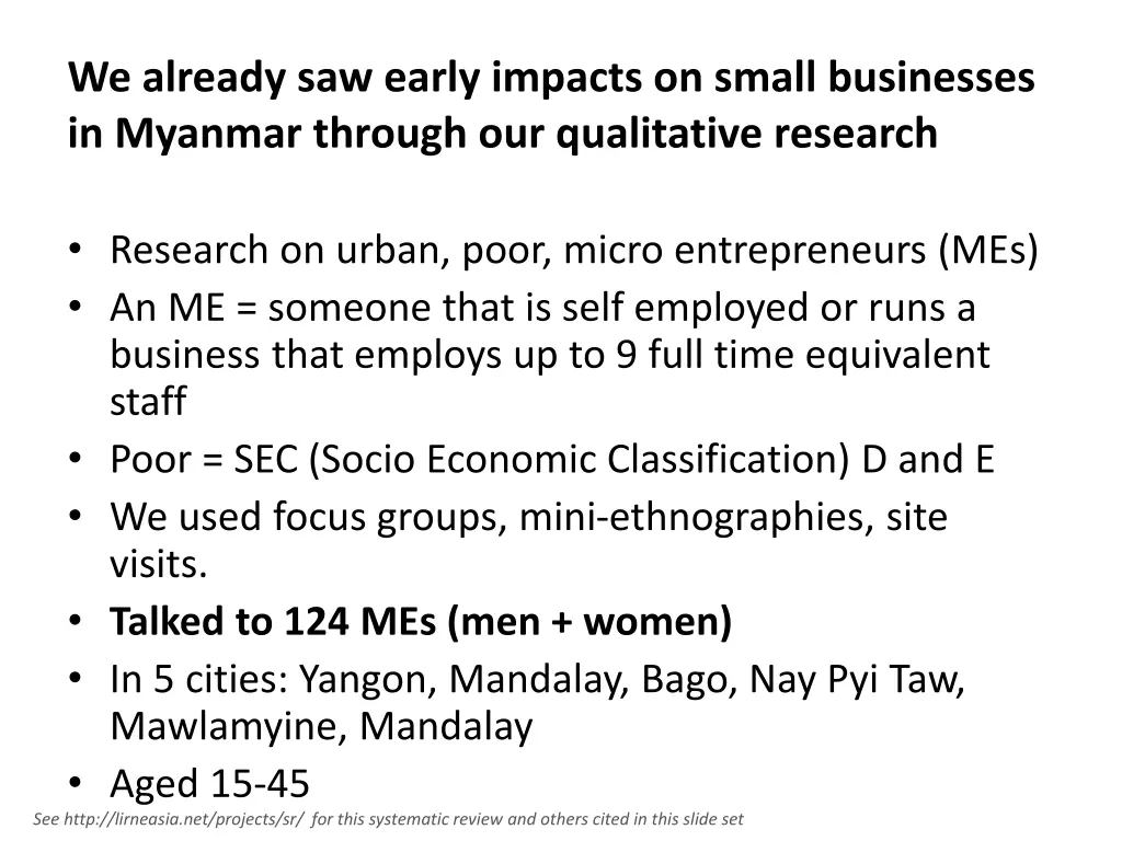 we already saw early impacts on small businesses