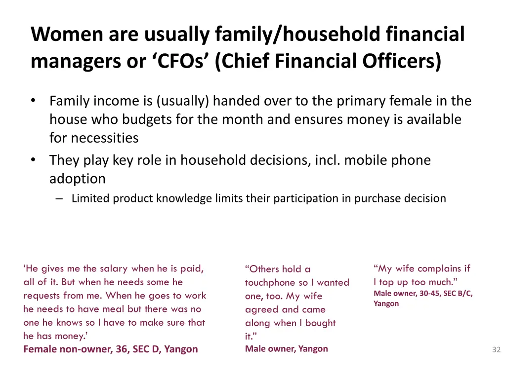 women are usually family household financial