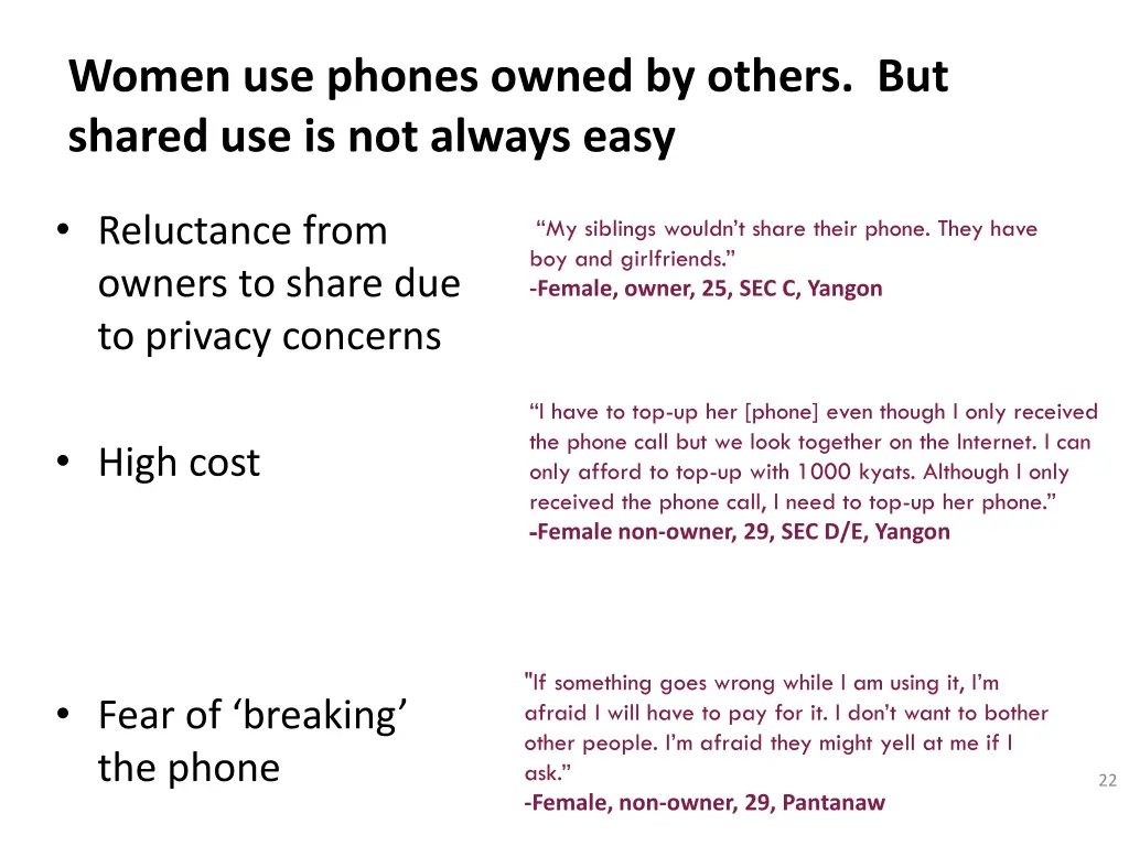 women use phones owned by others but shared