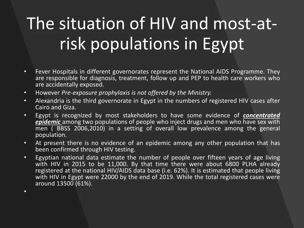 the situation of hiv and most at risk populations