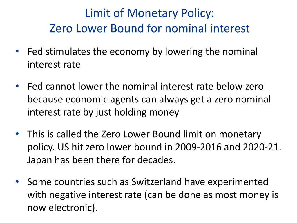 limit of monetary policy zero lower bound