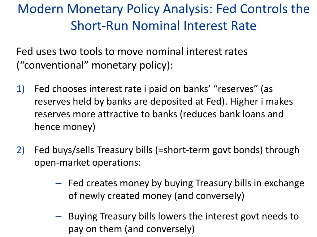 modern monetary policy analysis fed controls