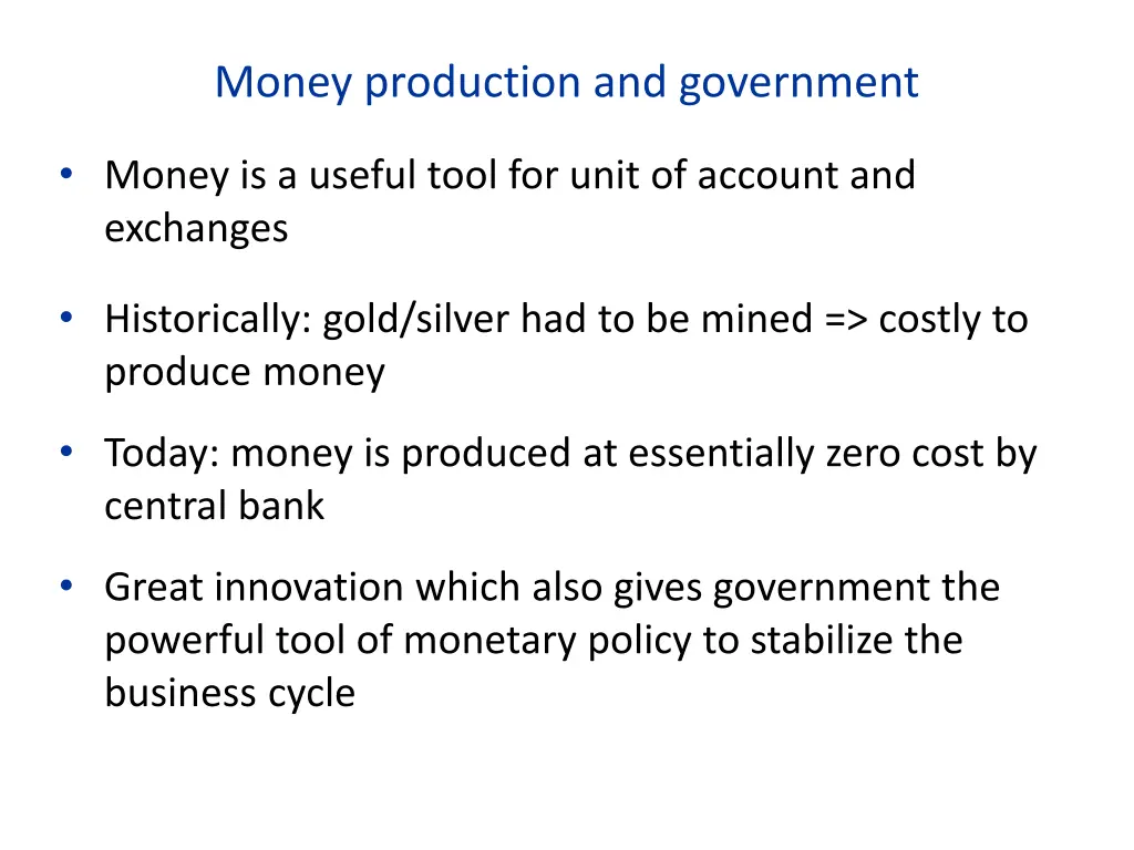 money production and government