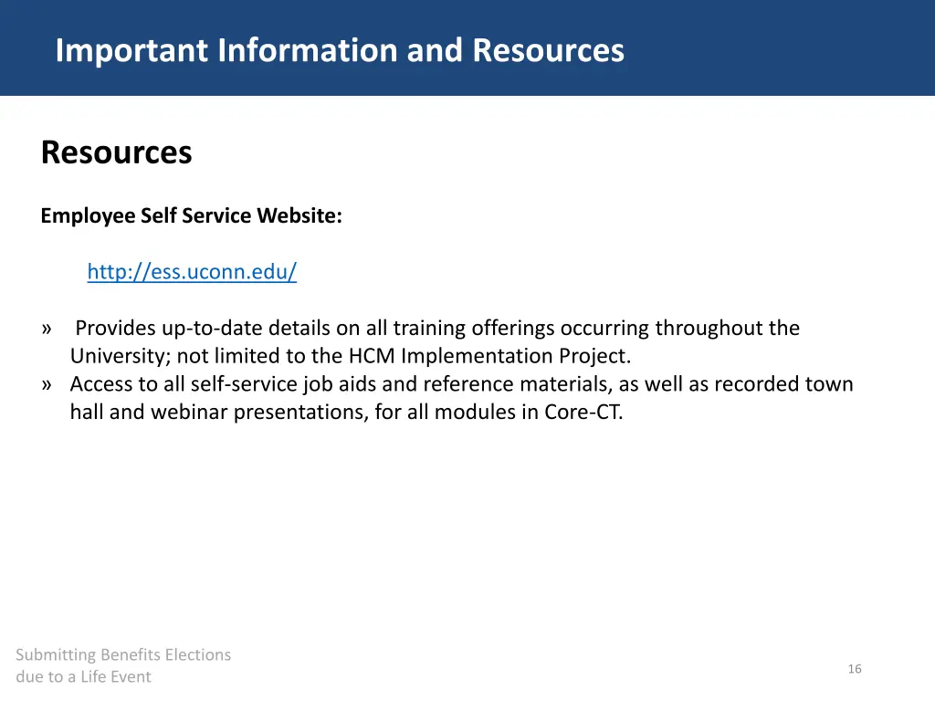 important information and resources