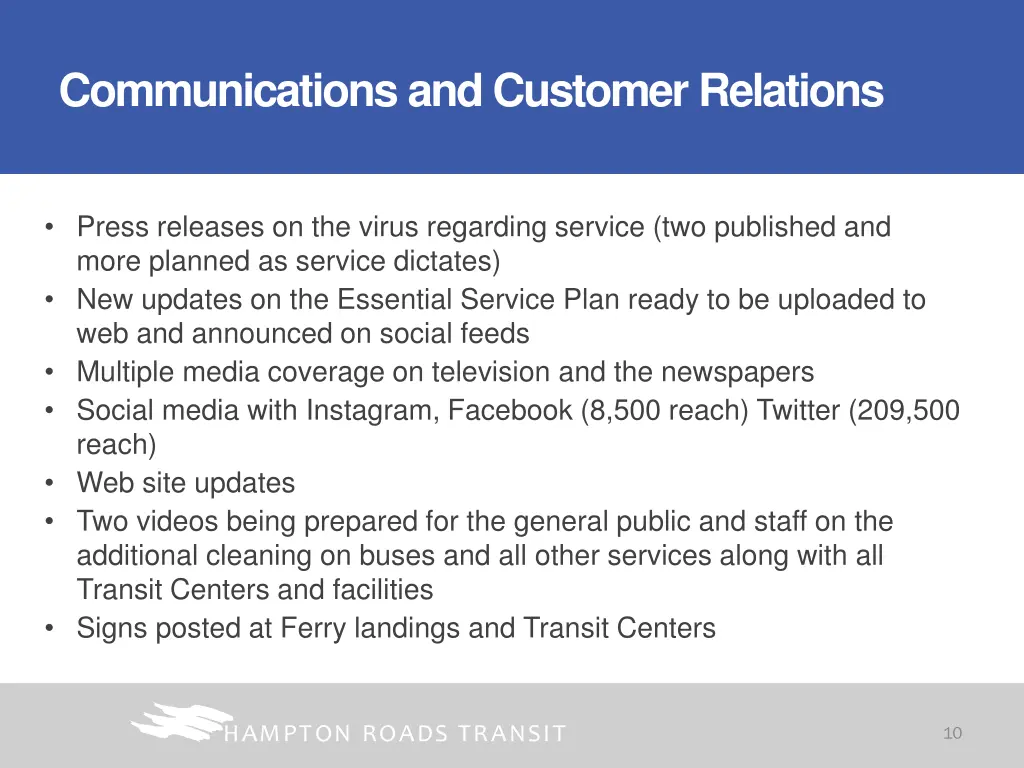 communications and customer relations