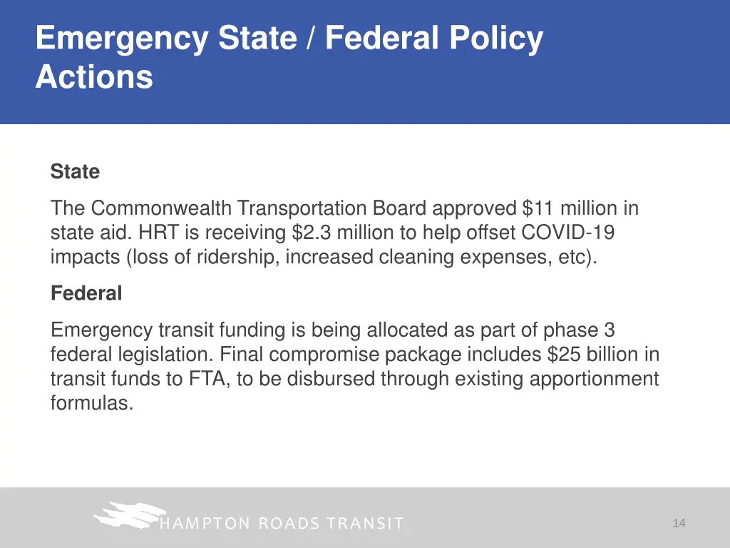 emergency state federal policy actions