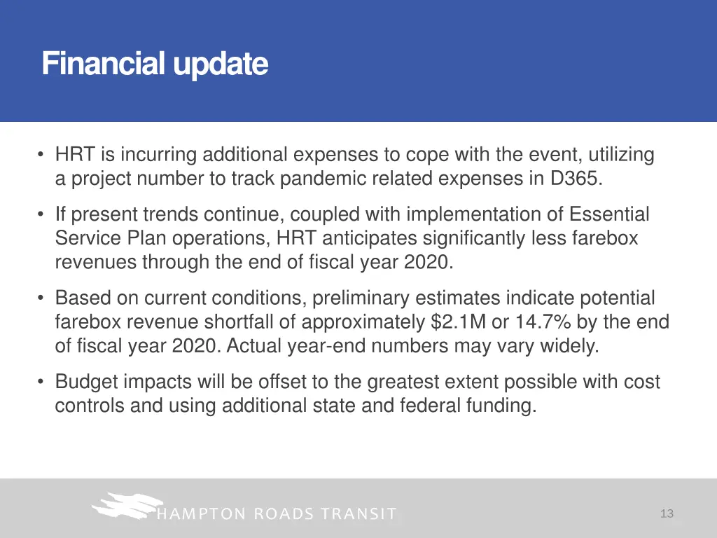 financial update