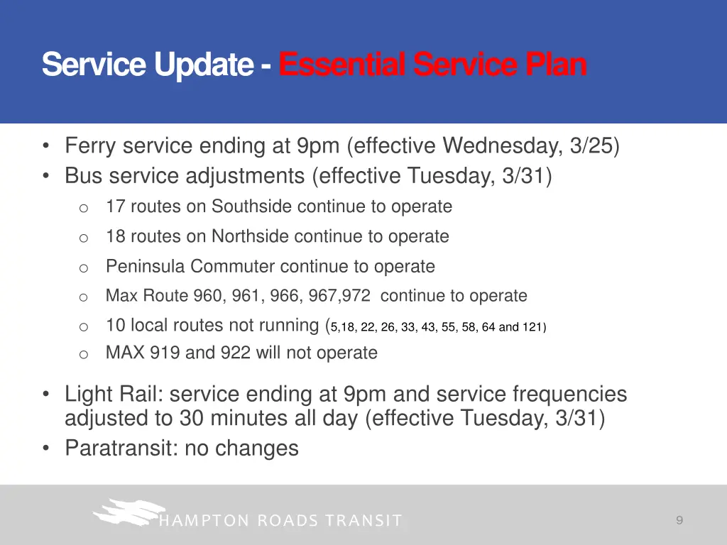service update essential service plan 1
