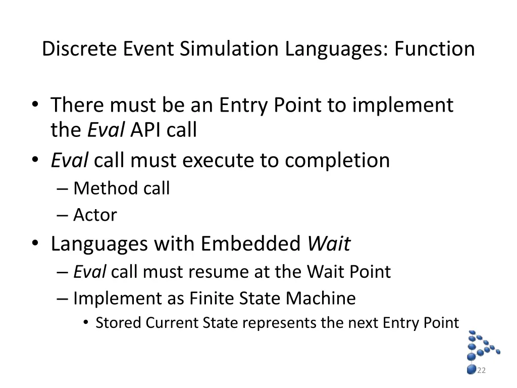 discrete event simulation languages function