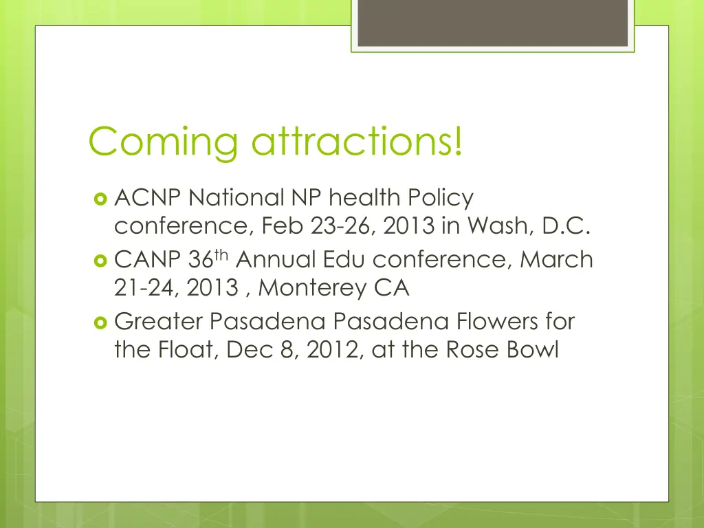 coming attractions