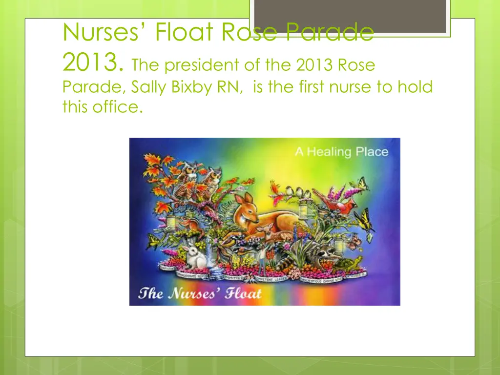 nurses float rose parade 2013 the president