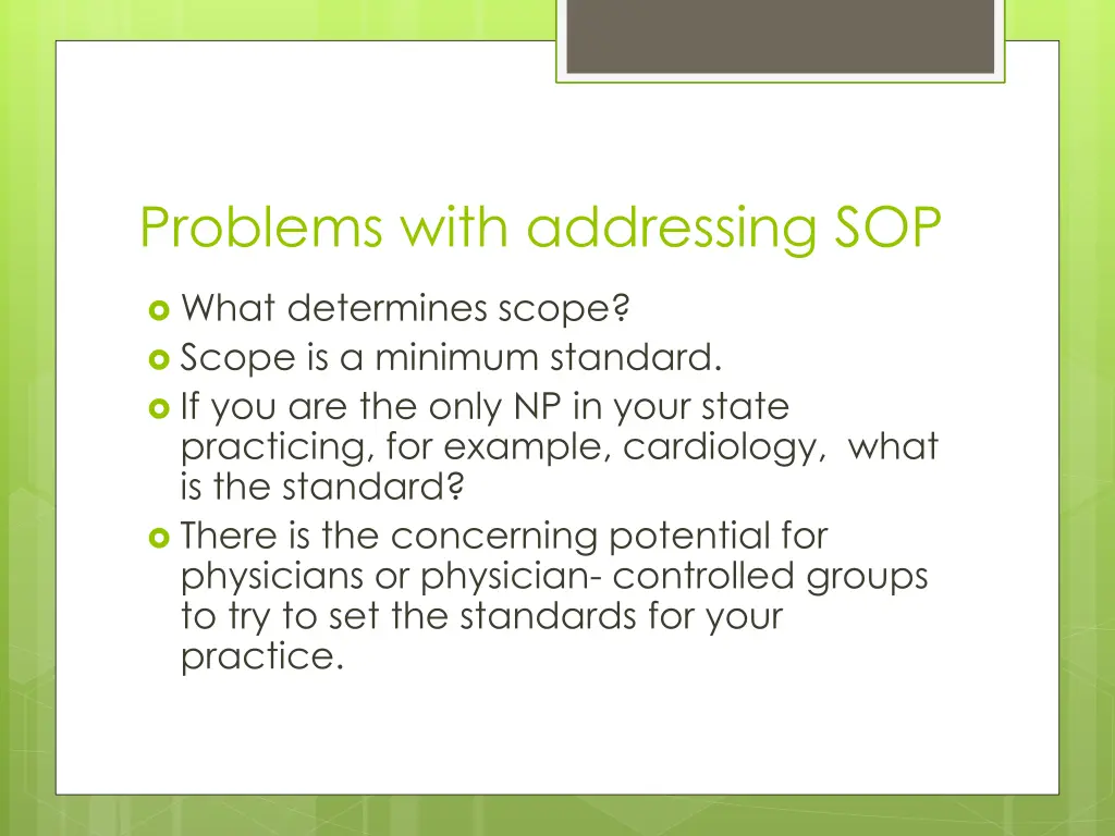 problems with addressing sop