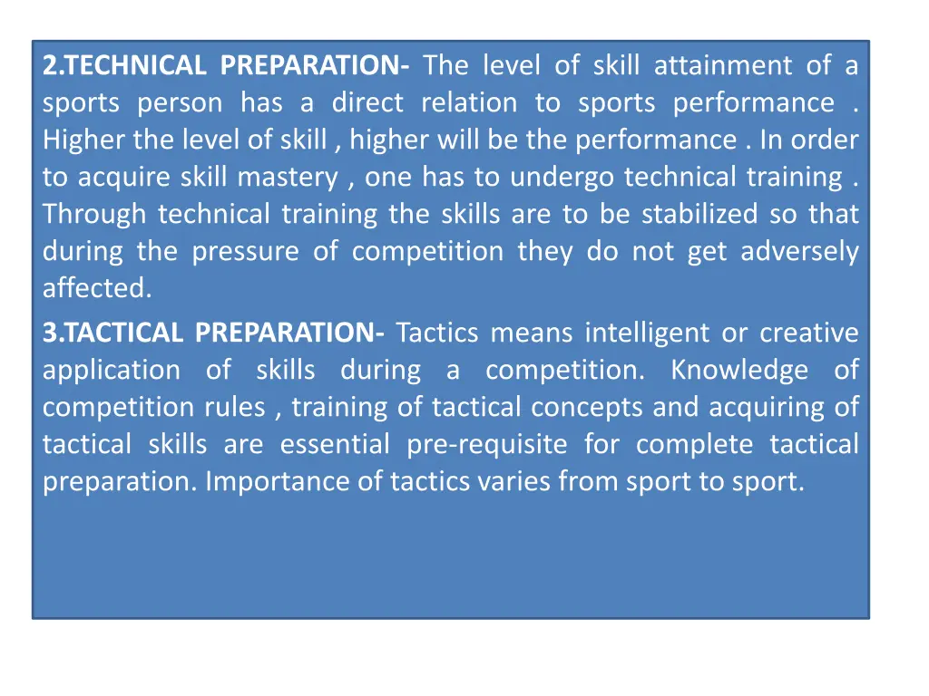2 technical preparation the level of skill