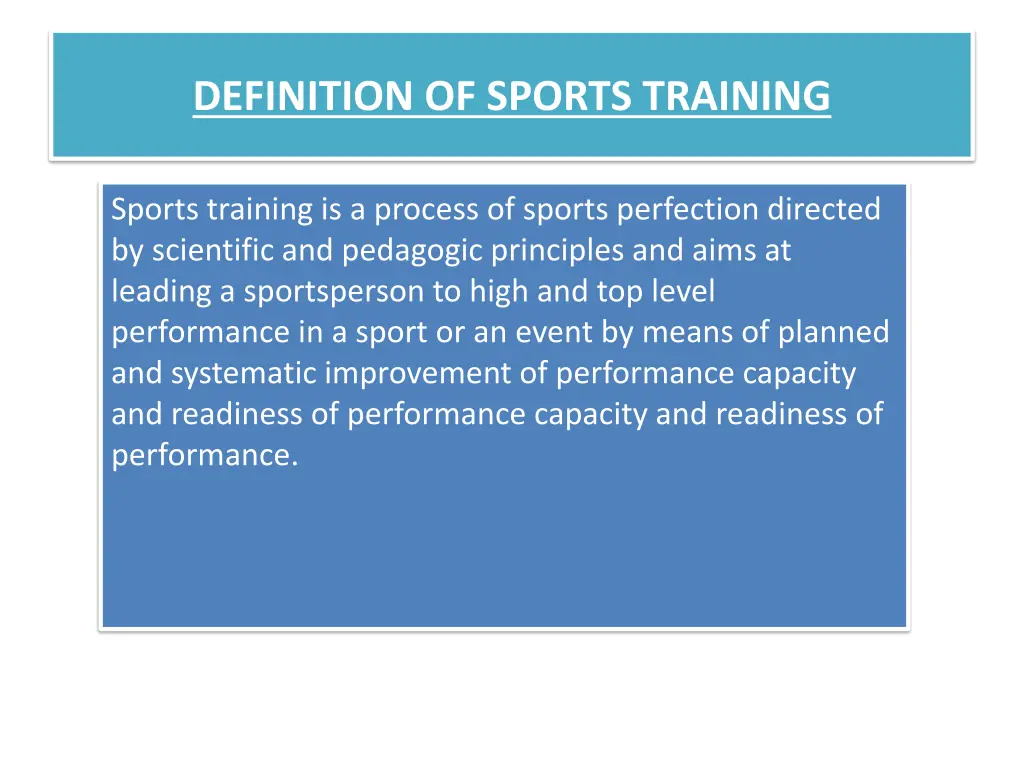 definition of sports training