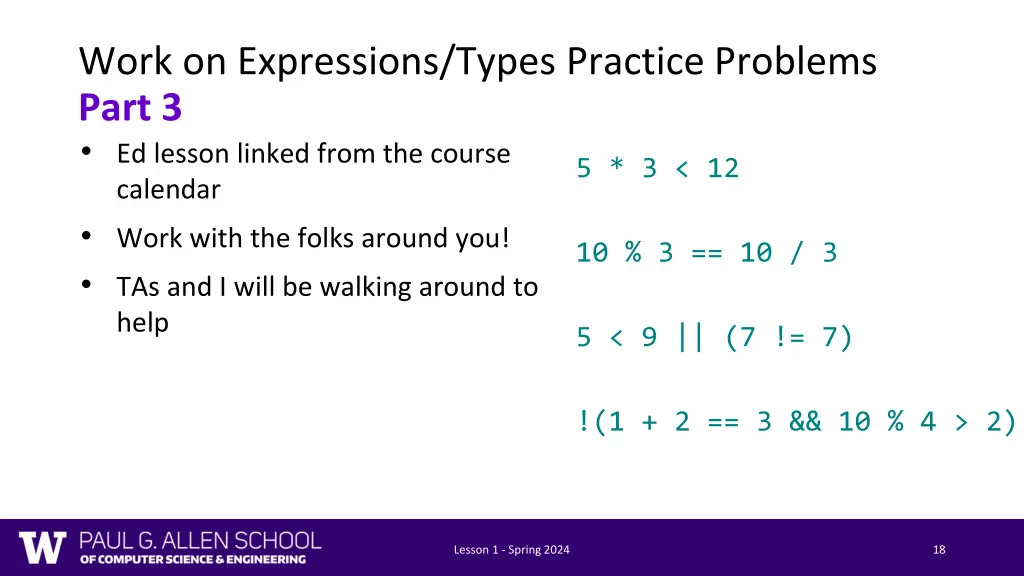 work on expressions types practice problems part 2