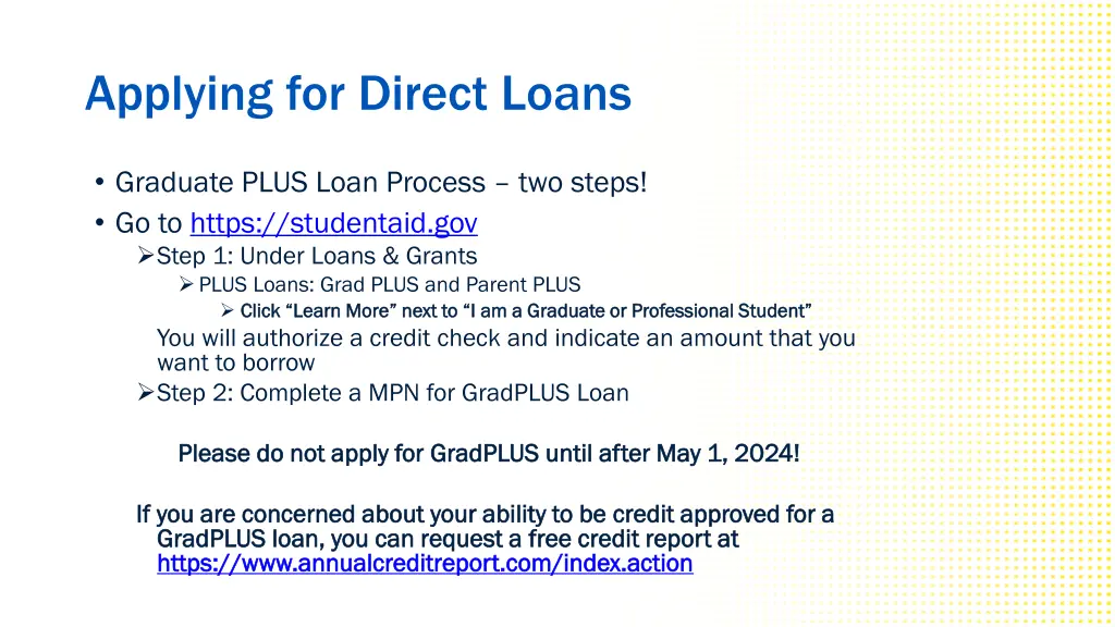 applying for direct loans
