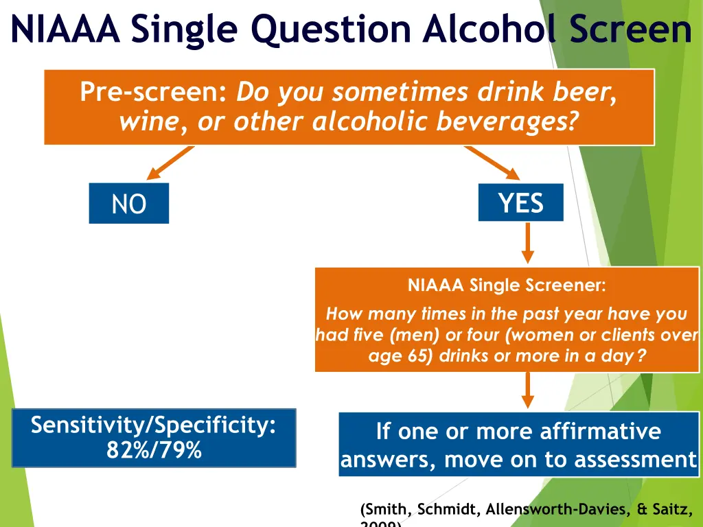 niaaa single question alcohol screen