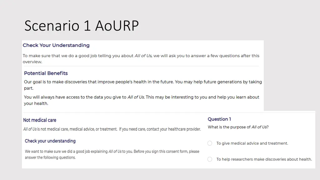 scenario 1 aourp