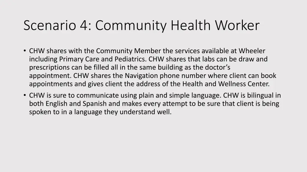 scenario 4 community health worker