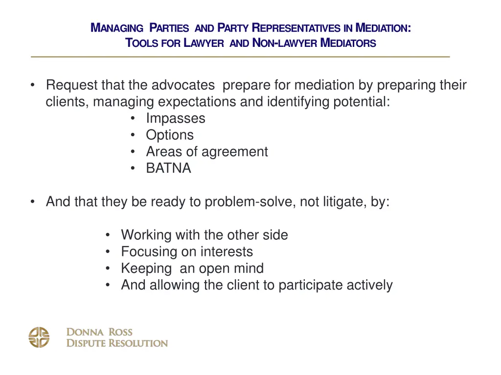 m anaging p arties and p arty r epresentatives 1
