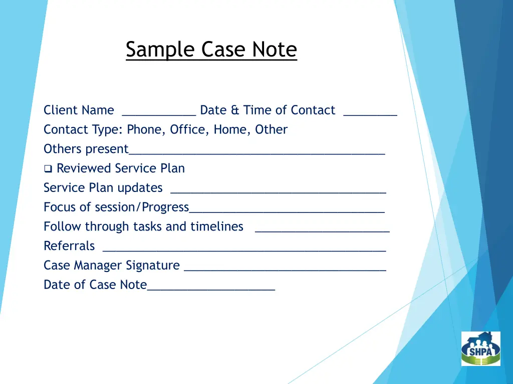 sample case note