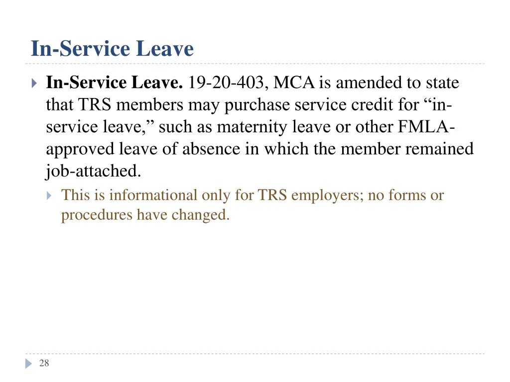 in service leave