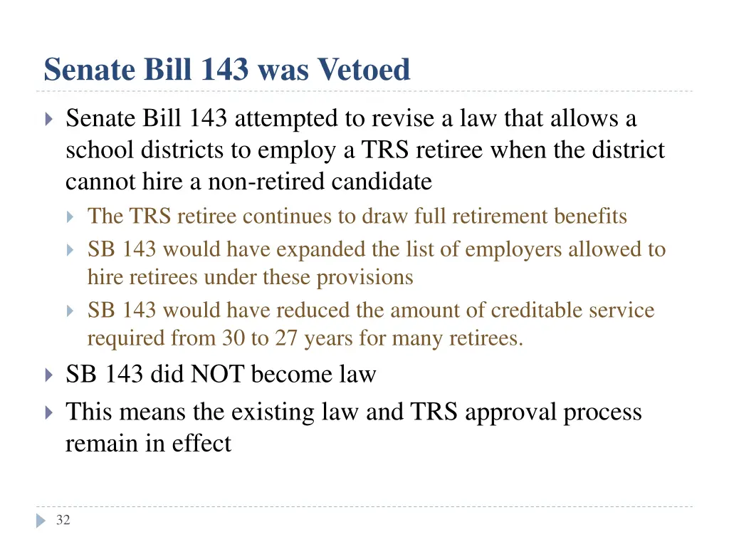 senate bill 143 was vetoed