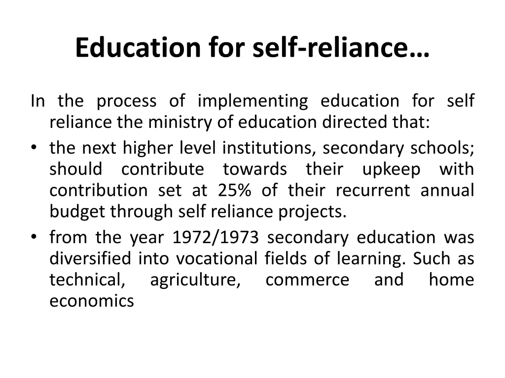 education for self reliance 10