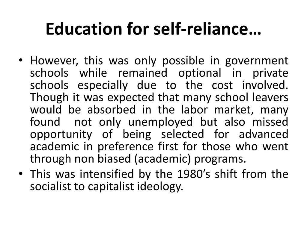 education for self reliance 11