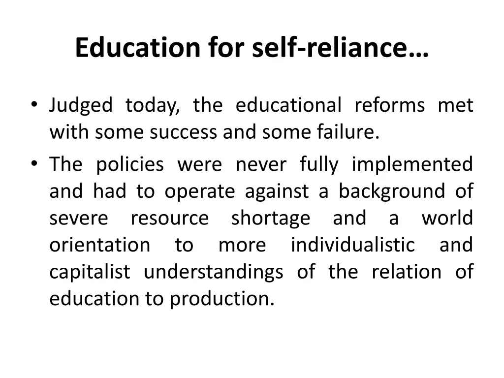 education for self reliance 12
