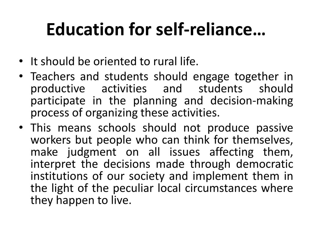 education for self reliance 2