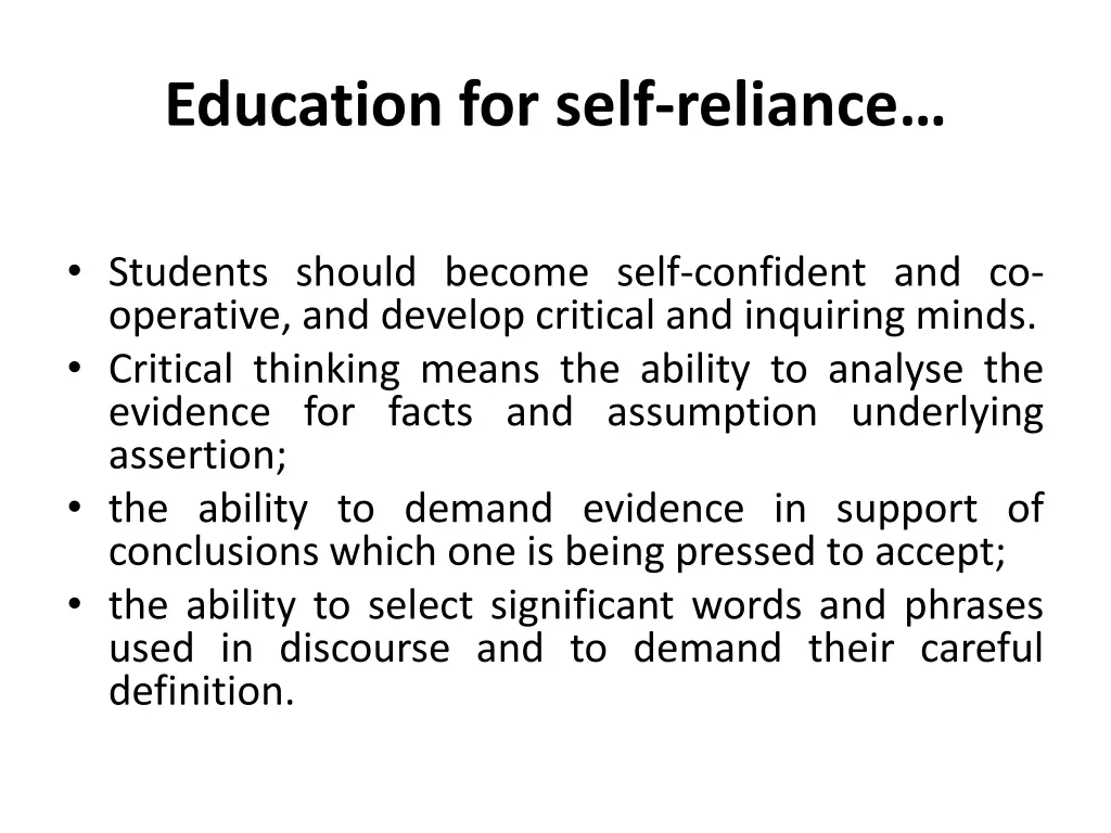 education for self reliance 5