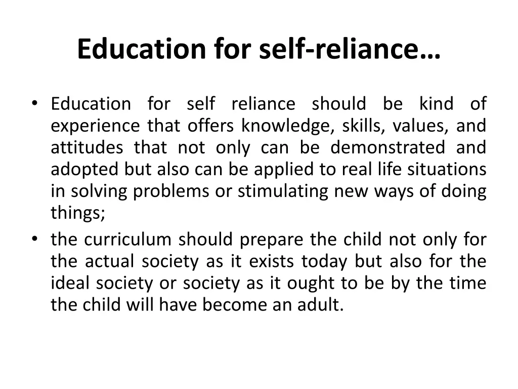 education for self reliance 6