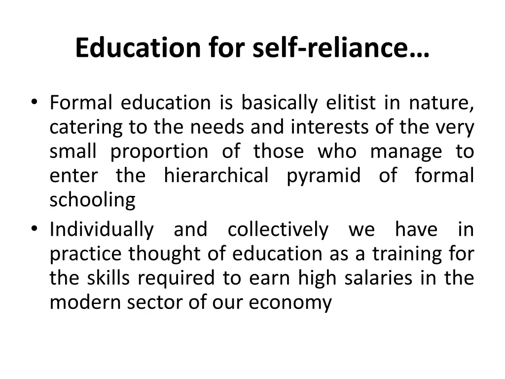 education for self reliance 8