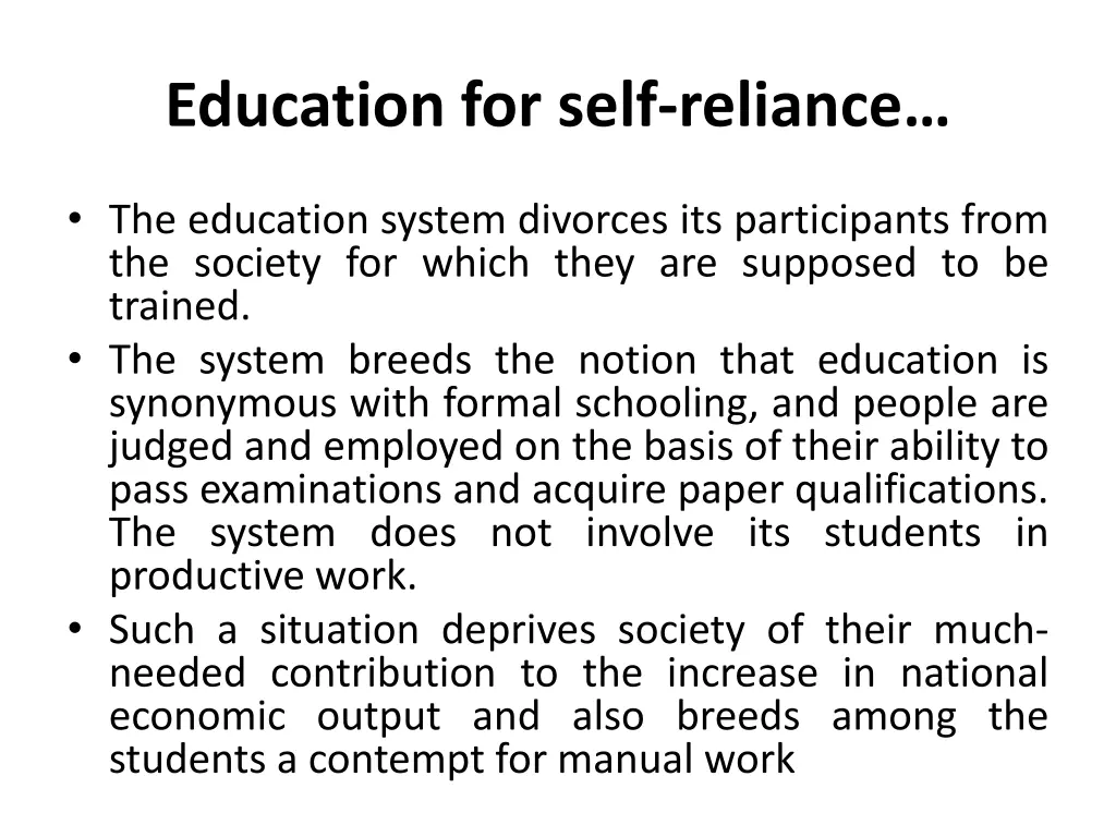 education for self reliance 9