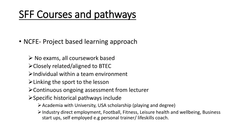 sff courses and pathways sff courses and pathways