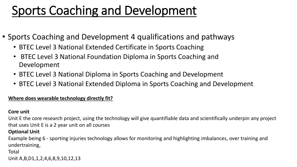 sports coaching and development sports coaching