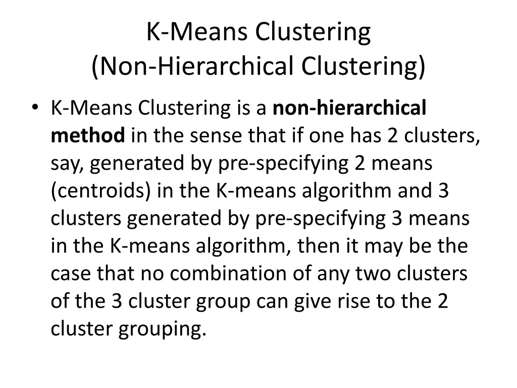 k means clustering non hierarchical clustering