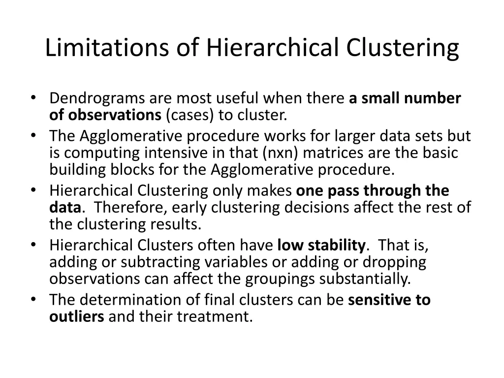 limitations of hierarchical clustering