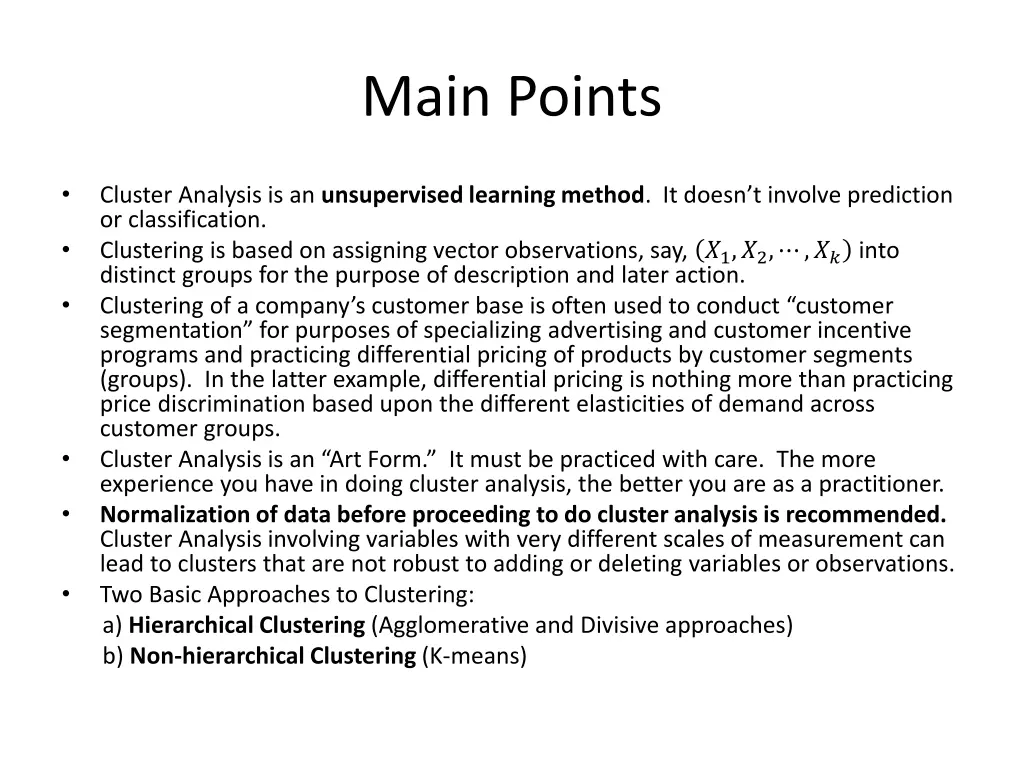 main points
