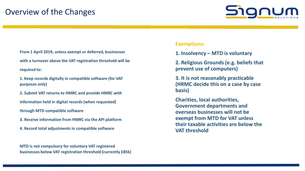 overview of the changes