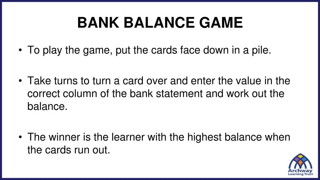 bank balance game