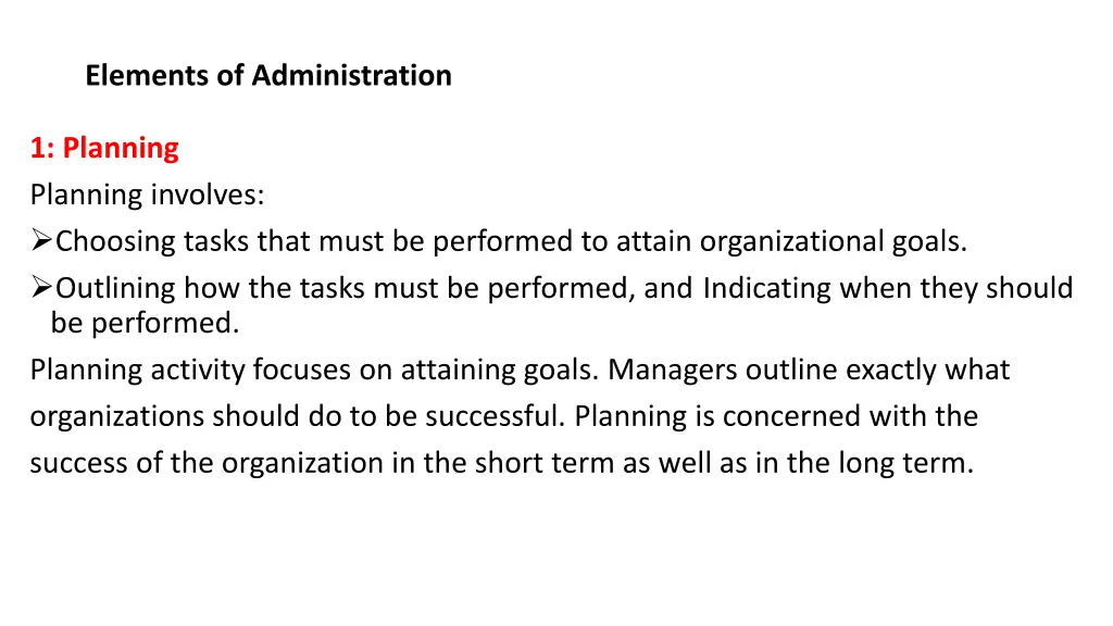 elements of administration