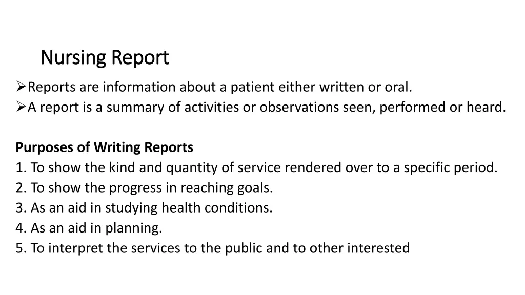 nursing nursing report