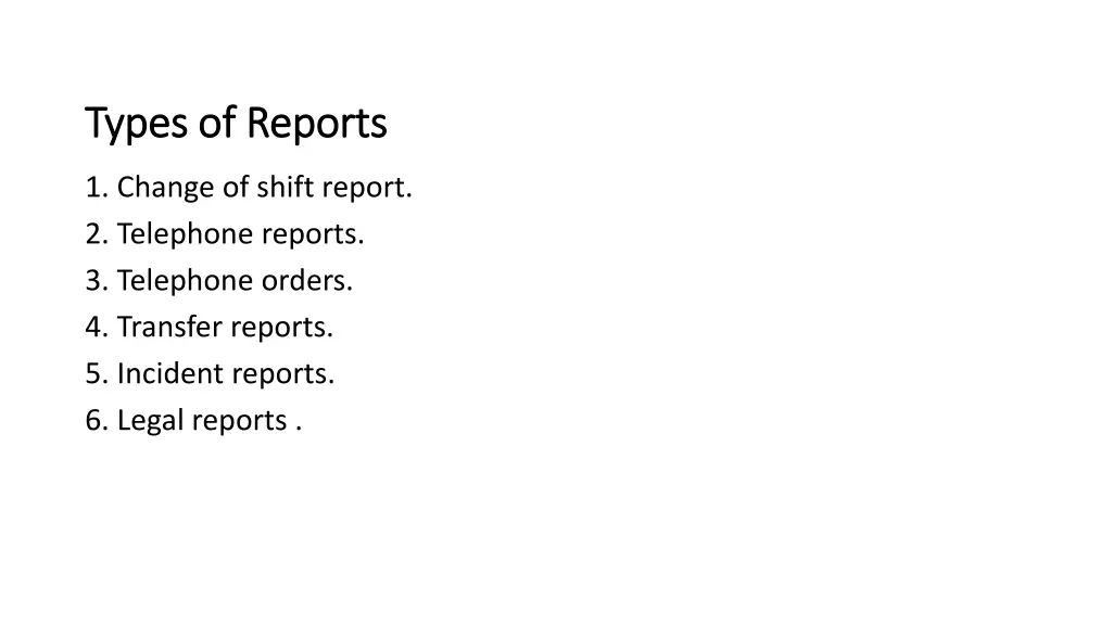 types of types of reports