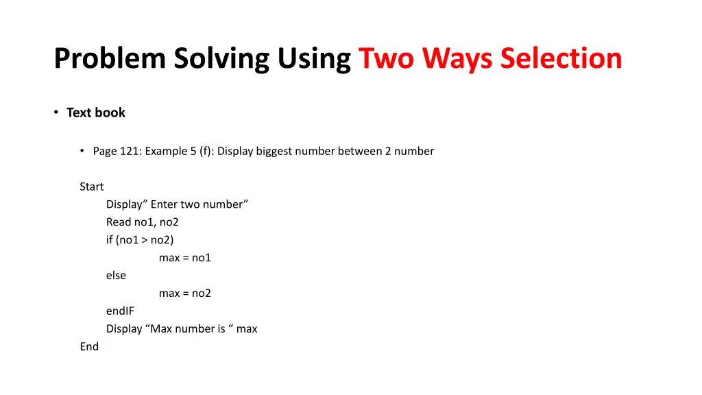 problem solving using two ways selection