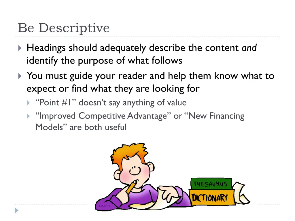 be descriptive
