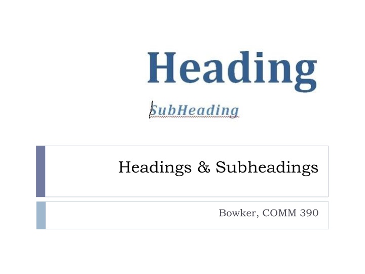 headings subheadings