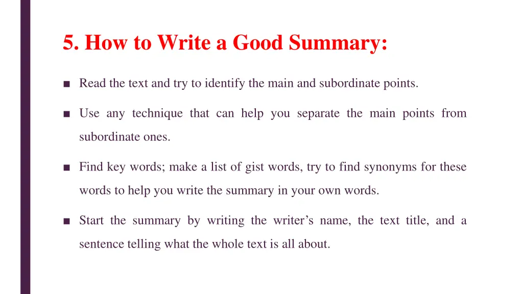 5 how to write a good summary